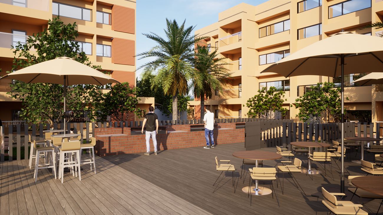 Post-tensioned floor framing, Hitteen mixed-use